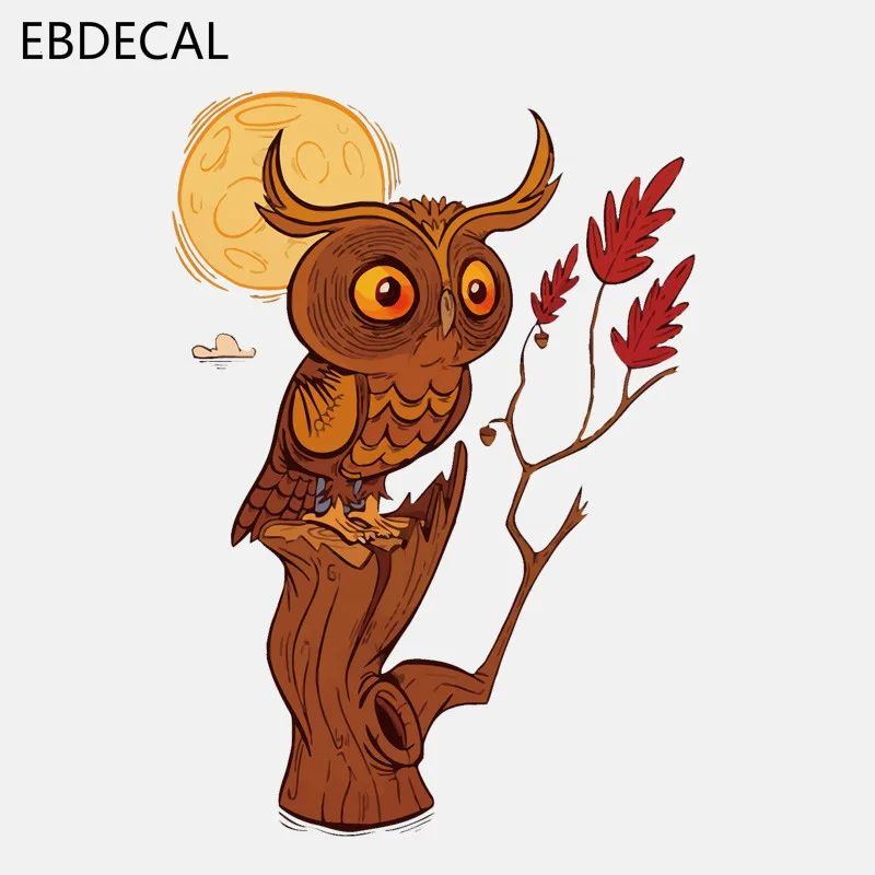 Наклейка Сова стоящая на пне под луной для Авто/бампер/окно/наклейка стену