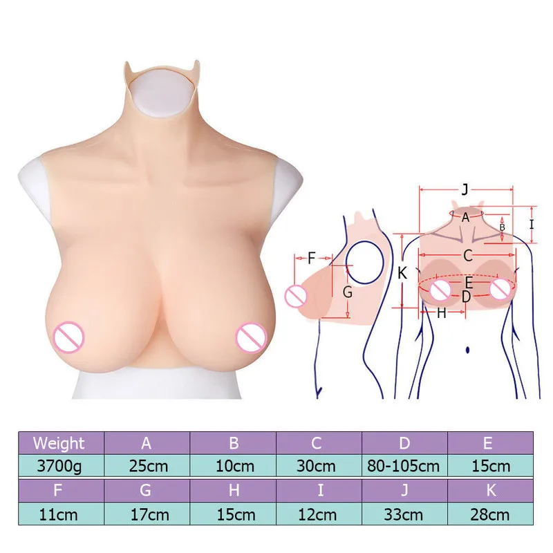 3700g Full Silicone Breast Forms Soft Plump HH Cup Crossdresser Large Fake Boobs Black Bra Lingerie Transgender Mastectomy Bra