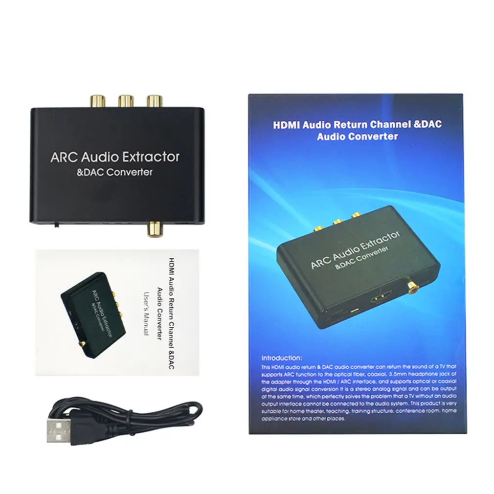 192 кГц Алюминий ARC аудио адаптер 3 5 мм Джек Выход HDMI экстрактор аудиосигнала из