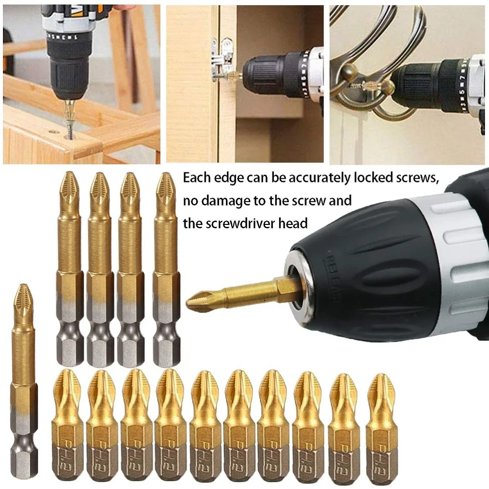 

15PCS PH2 Cross Head Screwdriver Bits Sets Hand Tools Anti Slip Electric Hex Shank Magnetic Screwdriver Drill Bit