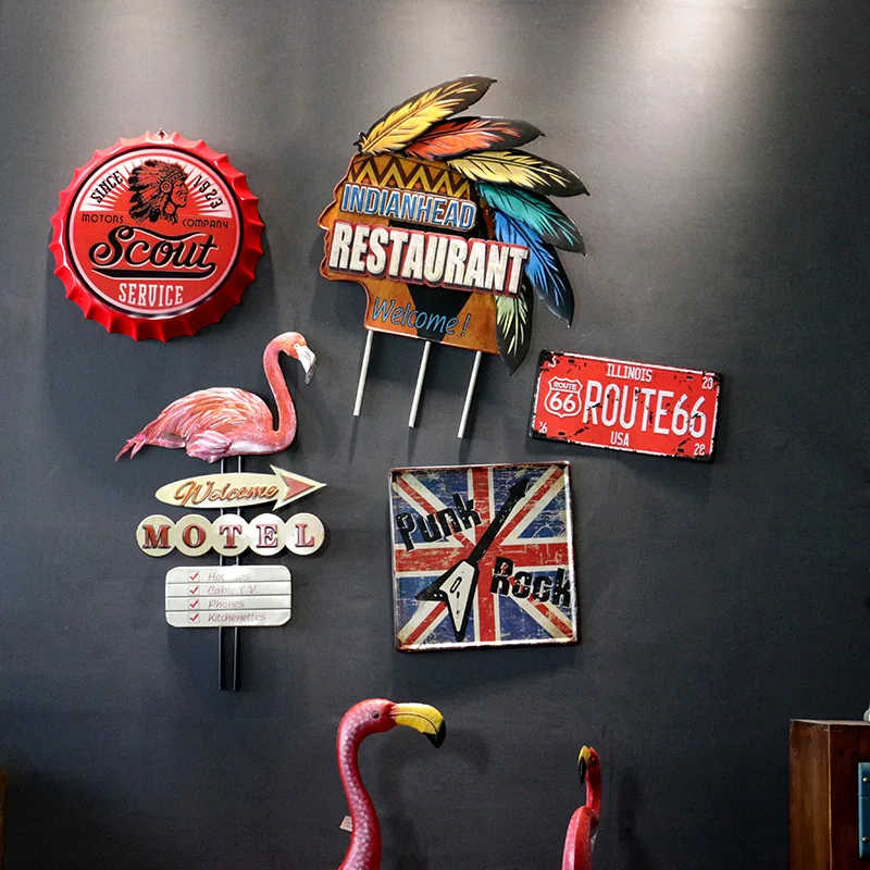 Декор для стен дома металлическая скульптура Розовый фламинго настенная