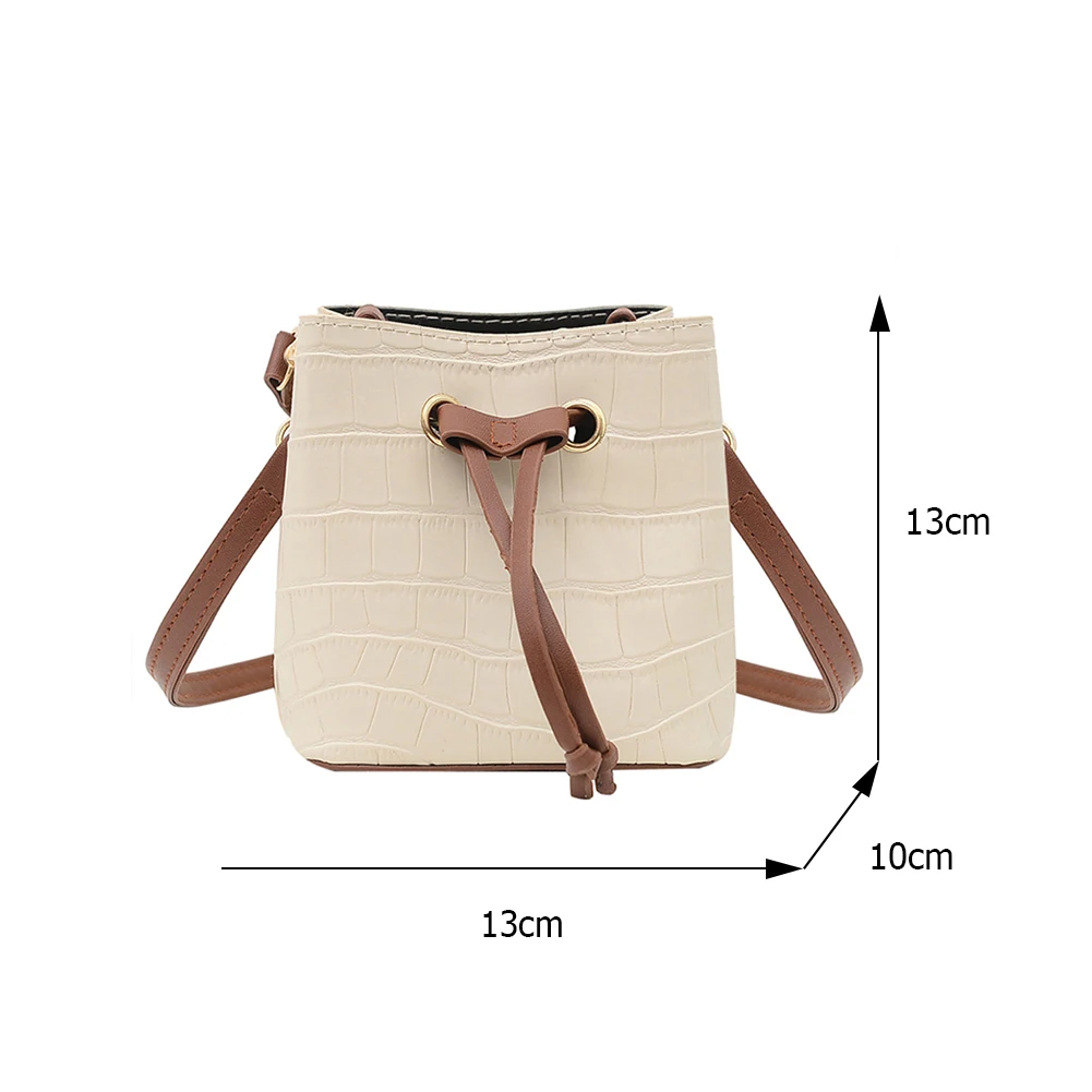 

Stone Pattern Contrasting Color Bucket PU Bag Travel Crossbody Handbag Casual All-matchShoulder Messenger for Women Ladies 2021
