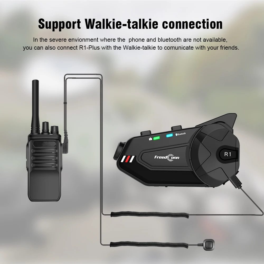 Переговорное устройство для мотоциклетного шлема R1 Plus 1500 м Bluetooth 6 водителей Wi-Fi