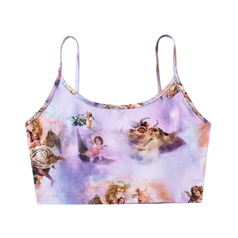 

Womens Casual Letter Print Tank Tops Vest Sleeveless Printed sexy Fashion Crop Top Shirts Cami