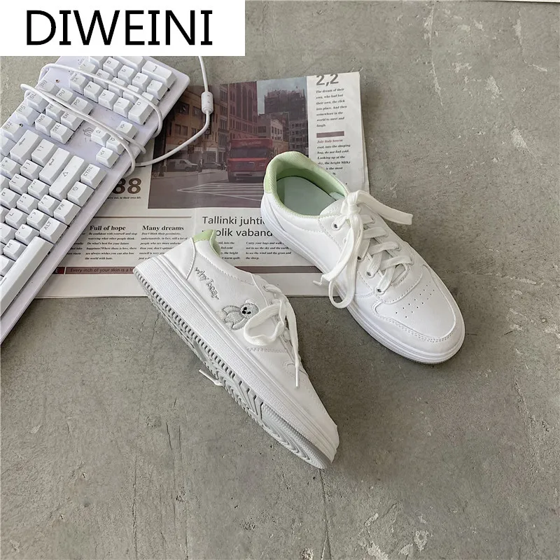 

2021 New White Shoes Women's Sneakers Fashion Rhinestone Women's Flat Shoes Women Comfortable Casual Patchwork Vulcanized Shoes