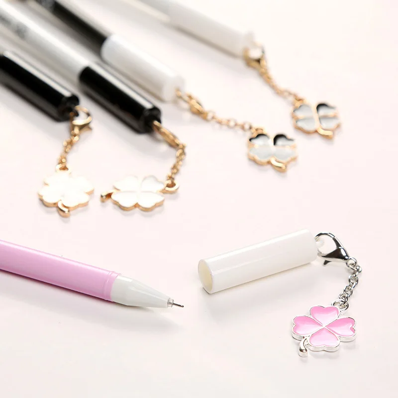 Корейская Милая ручка Канцтовары Kawaii металлическая цепочка Lucky Clover гелевая