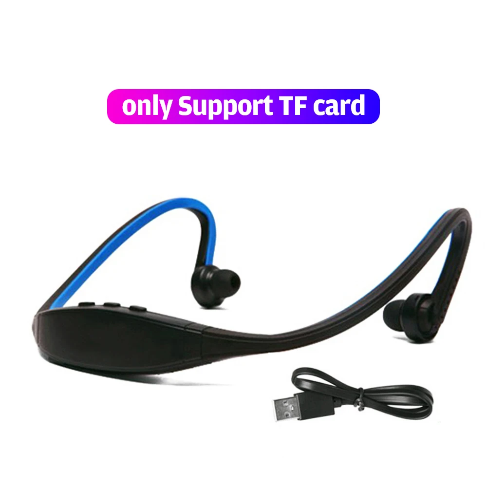 S9 Bluetooth наушники беспроводные Спортивные Bluetooth наушники Поддержка TF/SD карты микрофон для iPhone huawei XiaoMi телефон - Цвет: TF card Blue