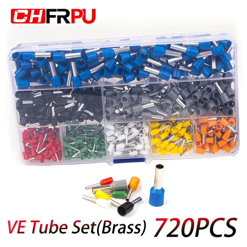 

720PCS boxed insulated wire connector terminal crimping terminator cold pressure insulation VE0508 7508 1008 1508 2508 4009 6012