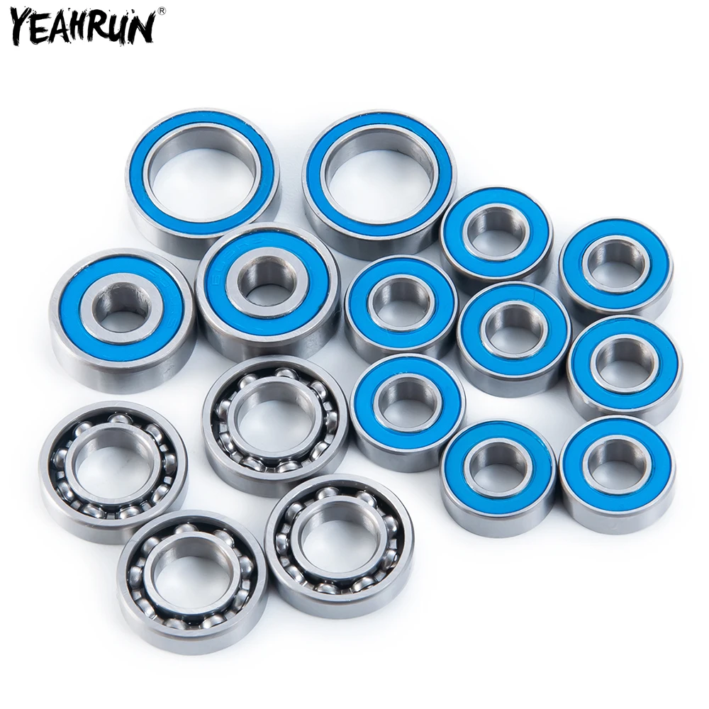 

16 шт., автомобильные шарикоподшипники YEAHRUN с резиновым уплотнением, хромированная сталь для 1/10 SCX10 II Ar44, комплект подшипников для передней и ...