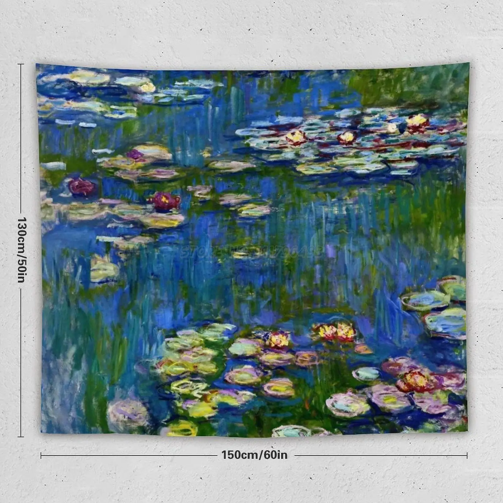 Клод-ВОДНЫЕ ЛИЛИИ 1916 гобелен настенный подвесной белый черный хиппи Декор для