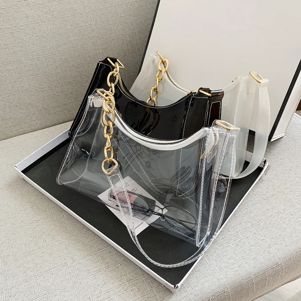 

Fashion Women Transparent Chain Small Shoulder Underarm Bag Casual Ladies Handbags Purse