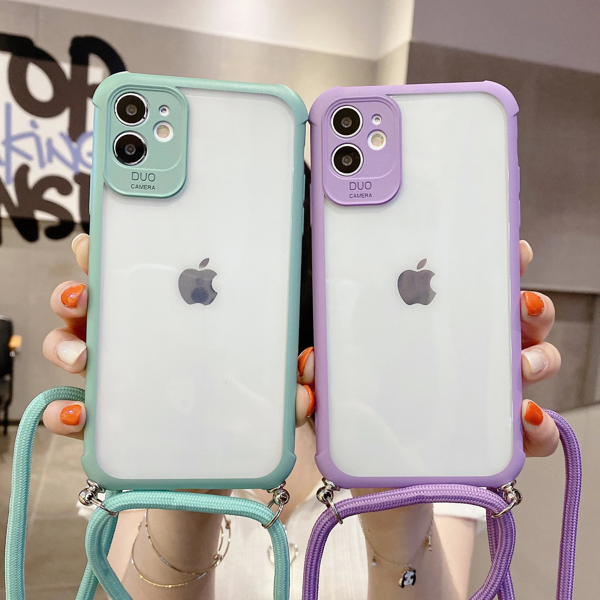 Силиконовый чехол для телефона iPhone 12 Pro MAX мини 11 SE2 XS XR 8 7 Plus Роскошный через плечо