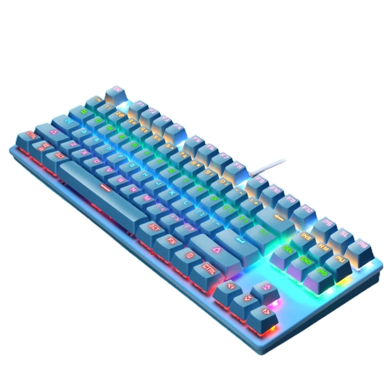 

Mechanical Gaming Keyboard with True RGB Backlit Collapsible Wrist Rest 87-Key Blue Switch Green Axis Punk T84C