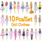 10 компл.лот, платье принцессы для куклы, вечернее платье, аксессуары, одежда для куклы Барби, модный дизайнерский наряд, игрушка сделай сам для маленьких девочек