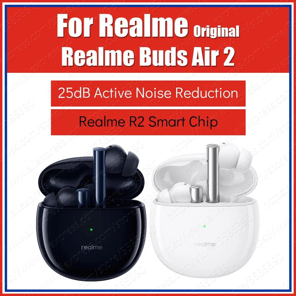 Глобальная версия 25dB ANC оригинальные Realme Buds Air 2 беспроводные Bluetooth наушники герметичные наушники TWS Спортивная гарнитура