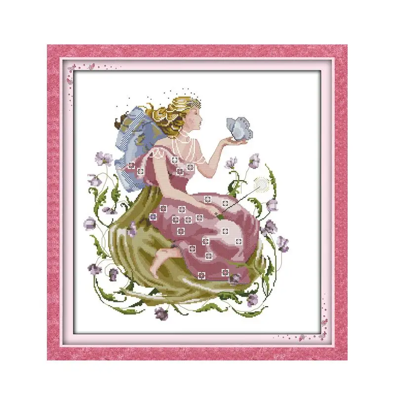 Набор для вышивки крестиком бабочка (4) мультяшный красивый узор DMC цветной 18