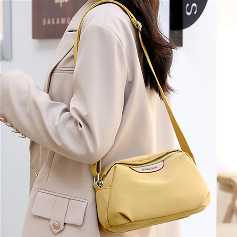 

Casual Women Shoulder Bag Crossboby Solid Color Nylon Zipper Storage Lady Messenger Bag Mobile Phone Bag Bolso Mujer