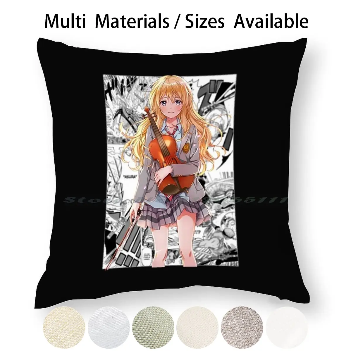 Футболка Kaori MiyazonoПодушечный чехол в стиле манги "Твоя ложь в апреле" с изображением Kaori