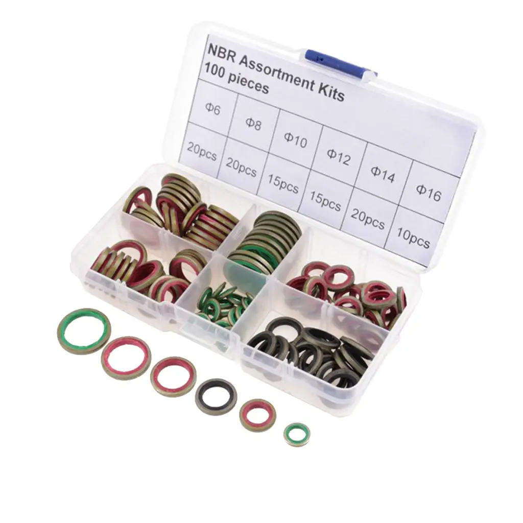 

100 Pieces M6 M8 M10 M12 M14 M16 Self-Centered Seal Washer Kits