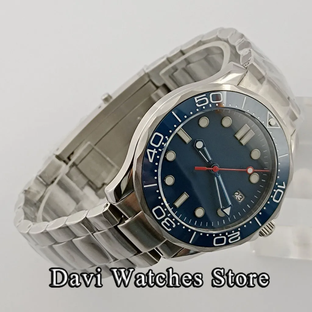 Часы мужские с синим циферблатом стерильные наручные часы сапфировым