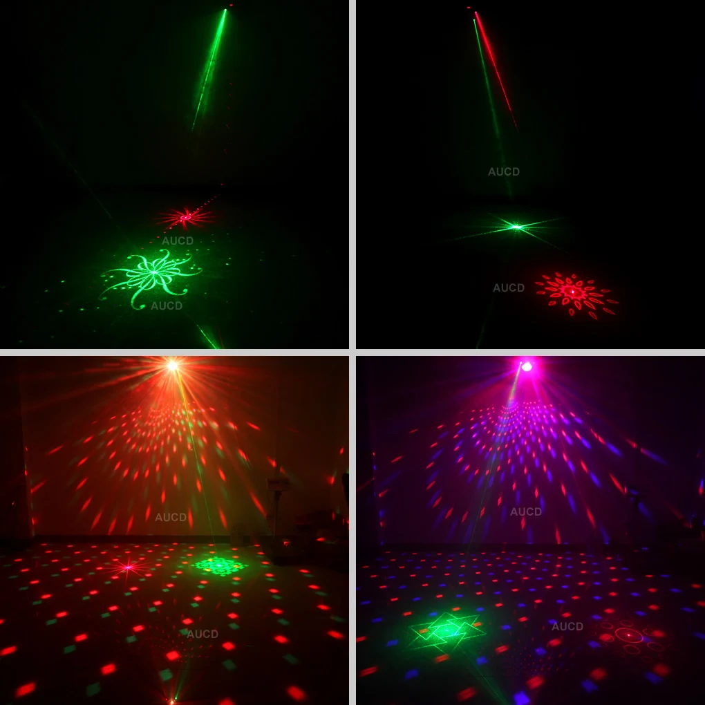AUCD Remote 4 Eye 30 Big Patterns RGRG Laser Lights Mix RGBW LED Disco Ball DMX Projector Lamp DJ Party Show Stage Lighting WQ35 | Лампы и