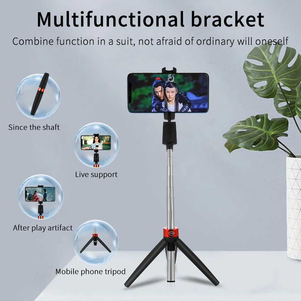 3in1 Беспроводная Bluetooth селфи палка со штативом и складной кронштейн расширяемый