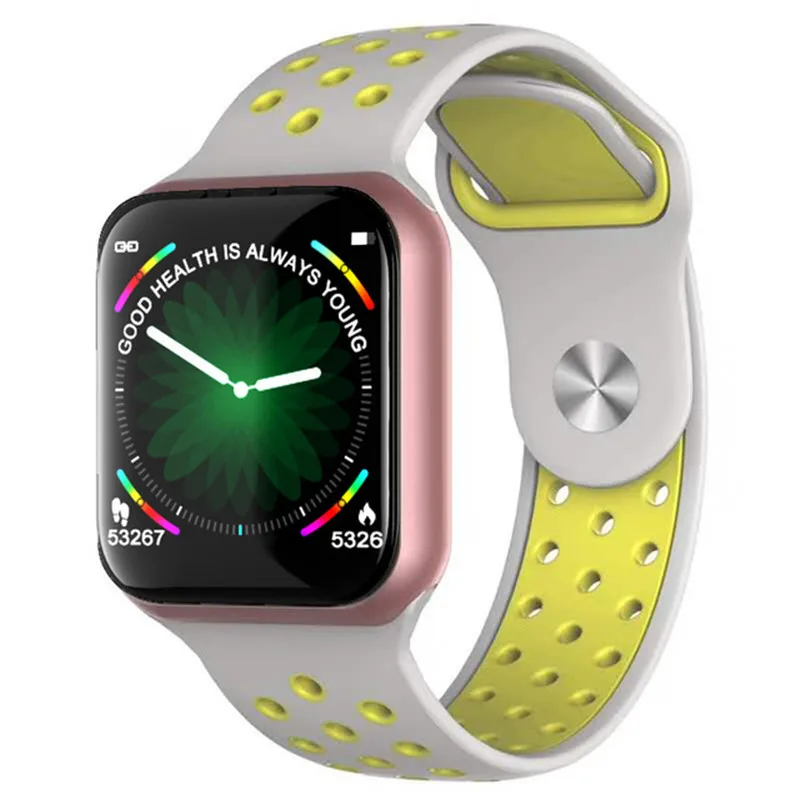 gold-gray yellow NO-BORDERS F9 спортивные Смарт-часы IP67 Водонепроницаемый сердечный ритм полный сенсорный экран умные часы для Apple Android часы PK F8 w34 iwo 8 - Цвет: gold-gray yellow