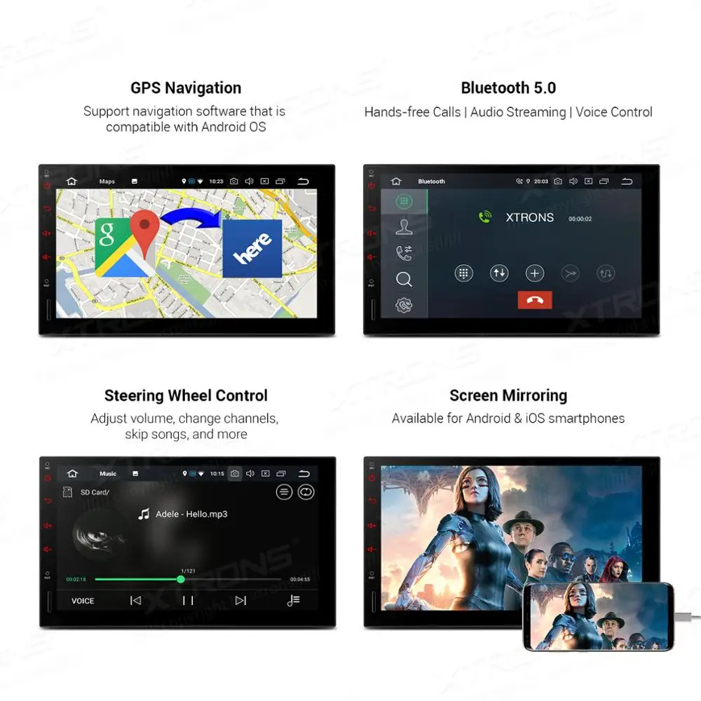 Универсальный автомобильный радиоприемник XTRONS 4 Гб ОЗУ 2 Din 7 дюймов Android 10 0 стерео