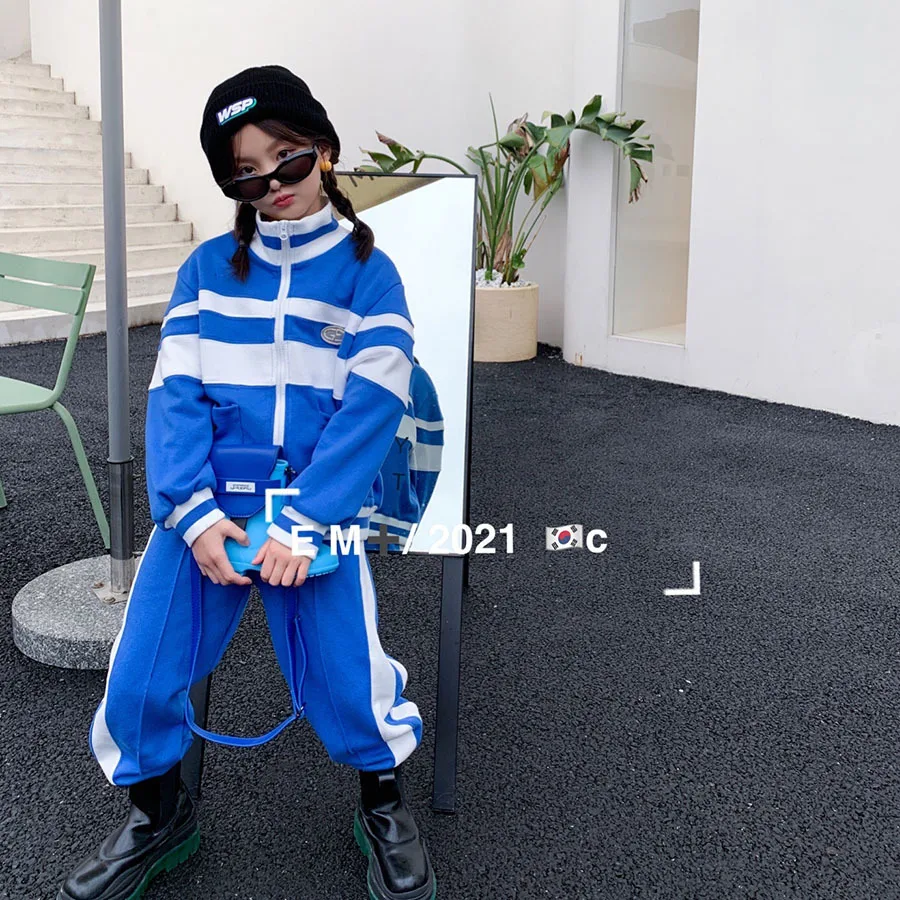 

Children's suit 2021 autumn new girl suit zipper jacket trousers