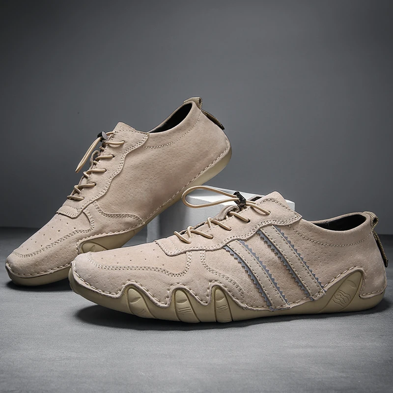 

Мужские классические кожаные туфли, оксфорды с прошитыми подошвами, Уличная Повседневная обувь на шнуровке, британская ретро обувь на плос...