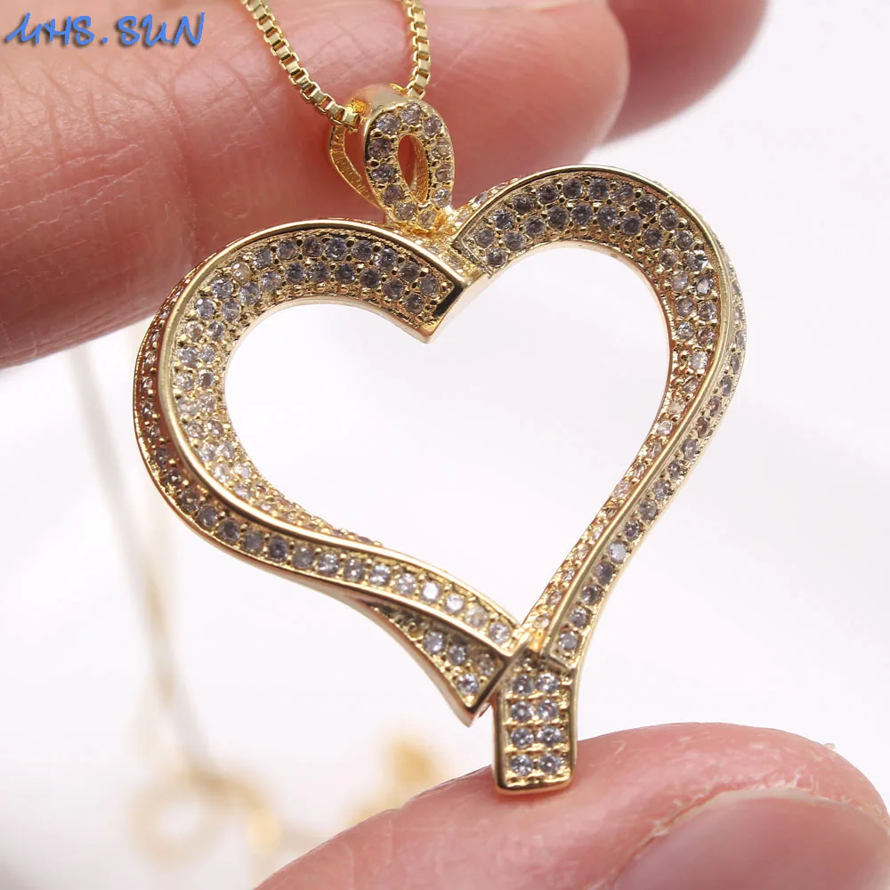 Винтажное женское ожерелье MHS.SUN с кулоном в виде сердца из циркония класса ААА