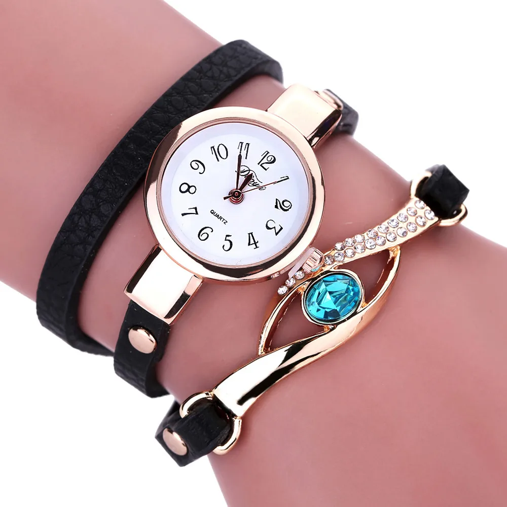 

Fashion Women Diamond Wrap Around Leatheroid Quartz Wrist Watch reloj mujer New Arrival Freeshipping Hot Sales
