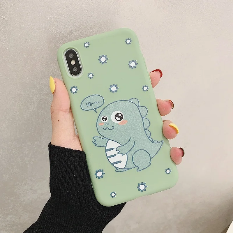Забавный динозавр чехол для телефона iPhone 7 8 Plus TPU силиконовая задняя крышка X XR XS Max