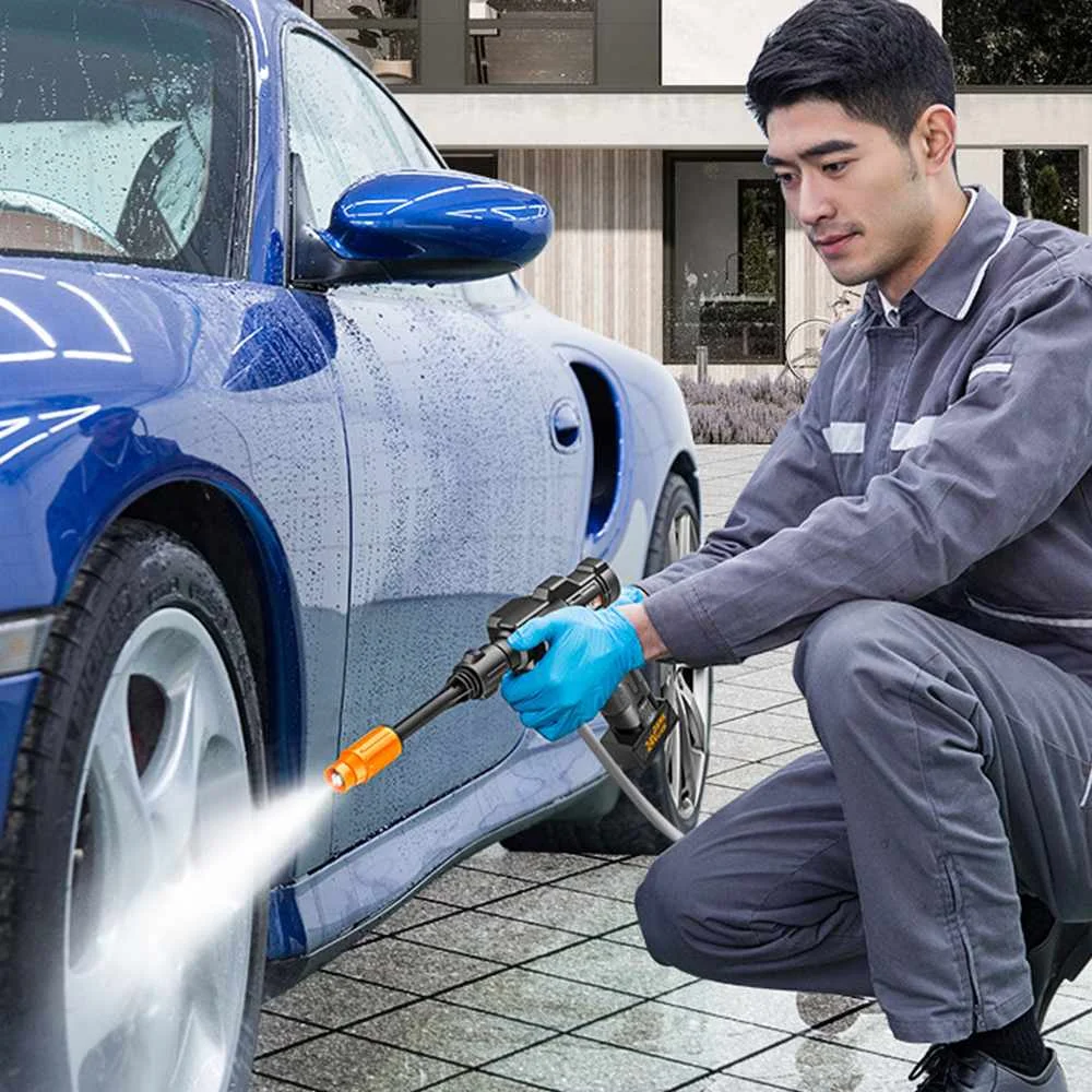 Дешево Беспроводной автомобильный мойщик высокого давления, 12000 мАч, водяной пистолет, литиевая батарея, портативный мойщик высокого давления, пен...