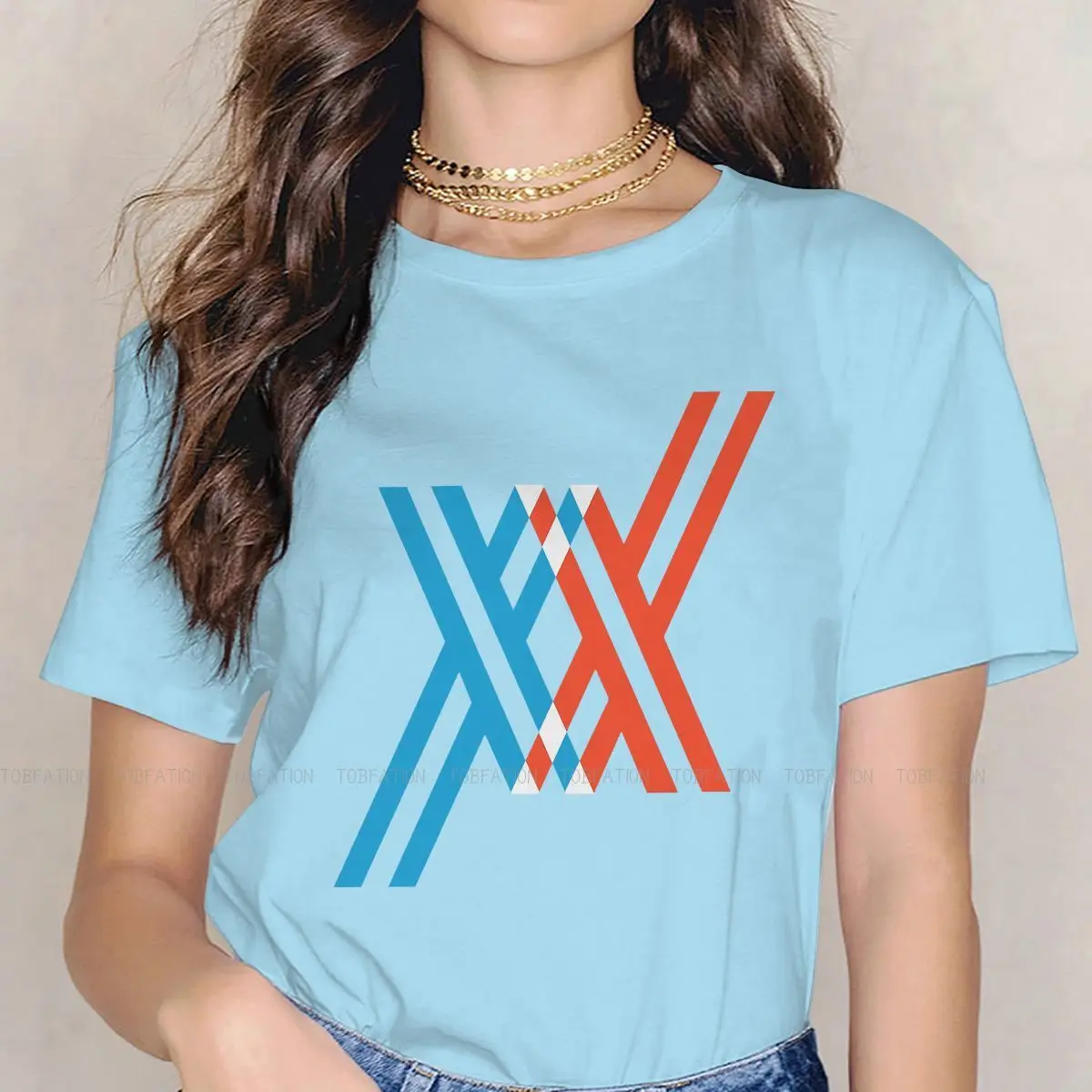 

Classic Hipster TShirts DARLING In The FRANXX Robot Anime Woman Harajuku Pure Cotton Tops T Shirt O Neck Big Size 4XL