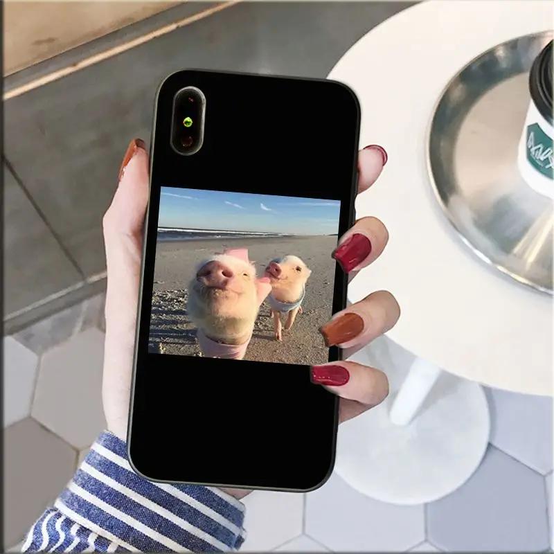 Милый маленький розовый чехол для телефона с изображением животного свиньи