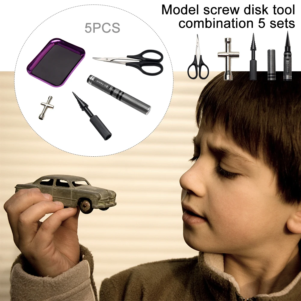 

5pcs For RC Toys DIY Cross Sleeve Repair Hole Opener Model Screwdriver Tool Kit Scissor Durable Portable Bearing Aluminum Alloy