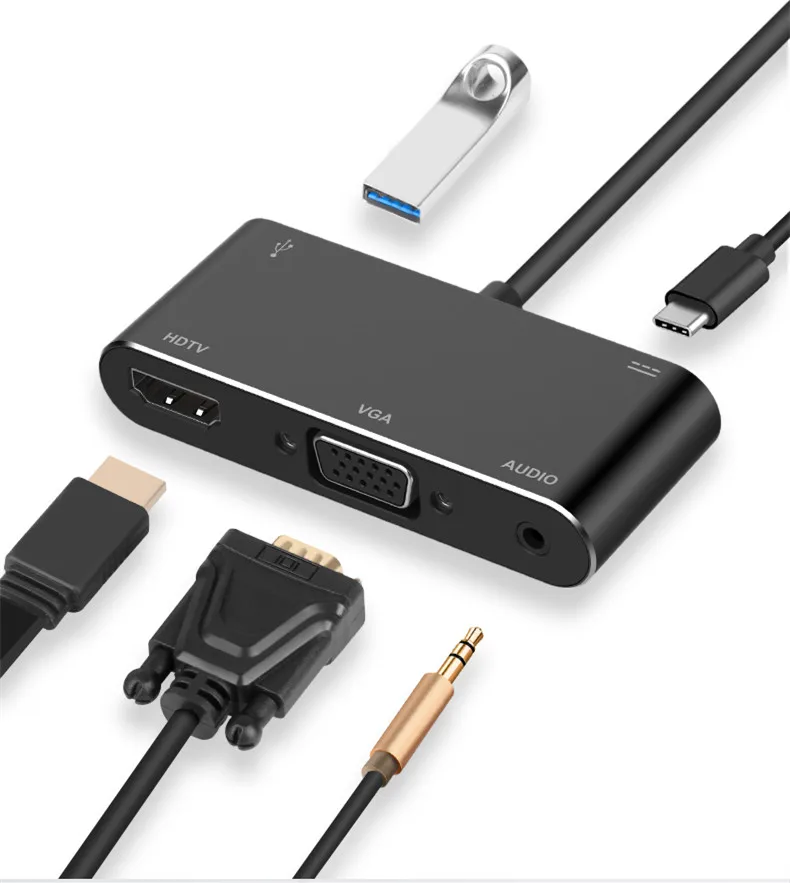 Кабель с разъемом USB типа C USB-C к HDMI-совместимость 3 0 аудио VGA концентратор Thunderbolt