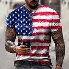 Новинка, футболка в полоску и звезды с флагом США, Мужская привлекательная футболка с 3d рисунком, Мужская футболка, летние топы, футболки