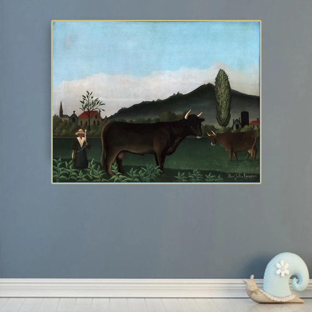 Цитон Анри · Руссо Landscape пейзаж с крупного рогатого скота Canvas холст искусство