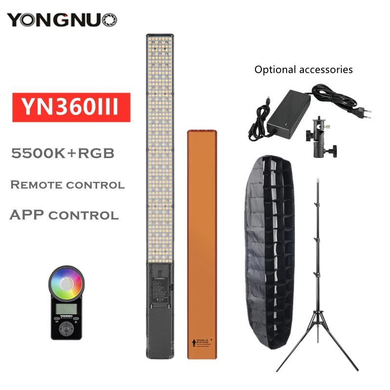 Ручной светодиодный видео светильник YONGNUO YN360 III YN360III 5500k RGB лампа с палочкой и