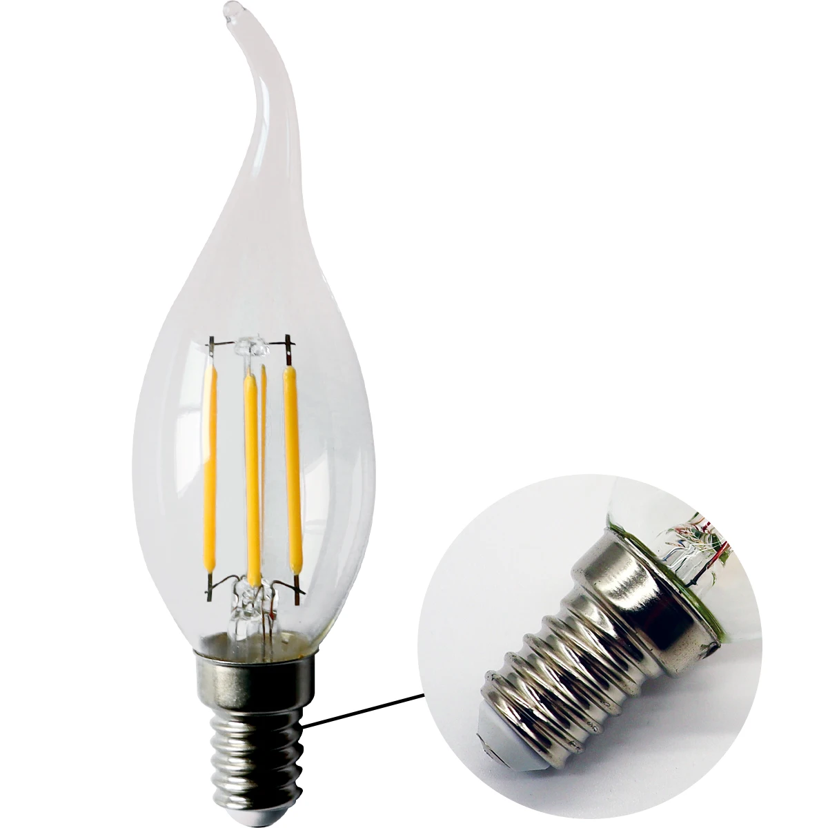 

C35 Tailed 4W Retro Vintage Edison Bulb 6pcs/Lot Filament Clear Amber Bulb E14 B22 Bombillas 220V-240V Lamp 2700K 4000K