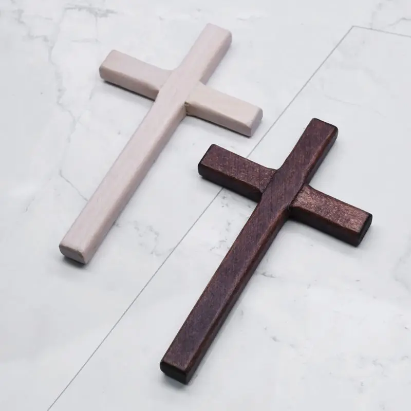 2pcs Jesus Christ Ornaments Religious Charm Necklace Pendant Making Handmade Wooden Crosses Crucifix | Wall