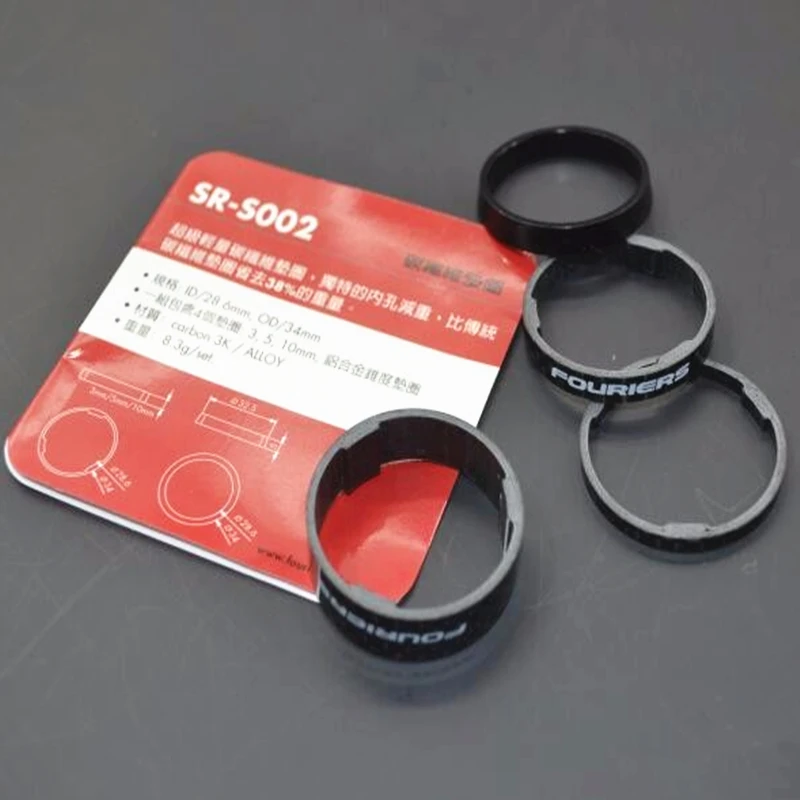 FOURIERS Bike Fork Top Cap Spacer Ultra-light weight Carbon Spacers 3/ 5 / 10mm Taper SR-S002 | Bicycle