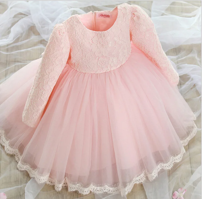 Pink Одежда для малышей Одежда для маленьких детей, с бантом, праздничное платье принцессы для новорожденных, свадебное платье для девочек Платье для первого дня рождения для детей; платье на крестины - Цвет: Pink