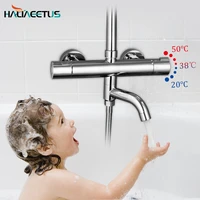 thermostatic shower faucets mixer tap hot and cold bathtub faucet bathroom mixer wall mounted mixer brass control rain