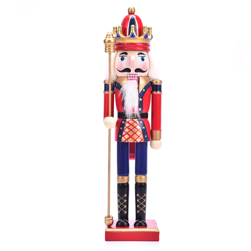 

Retro 30cm Wooden Nutcracker Soldier King Figures Figurine Home Decor