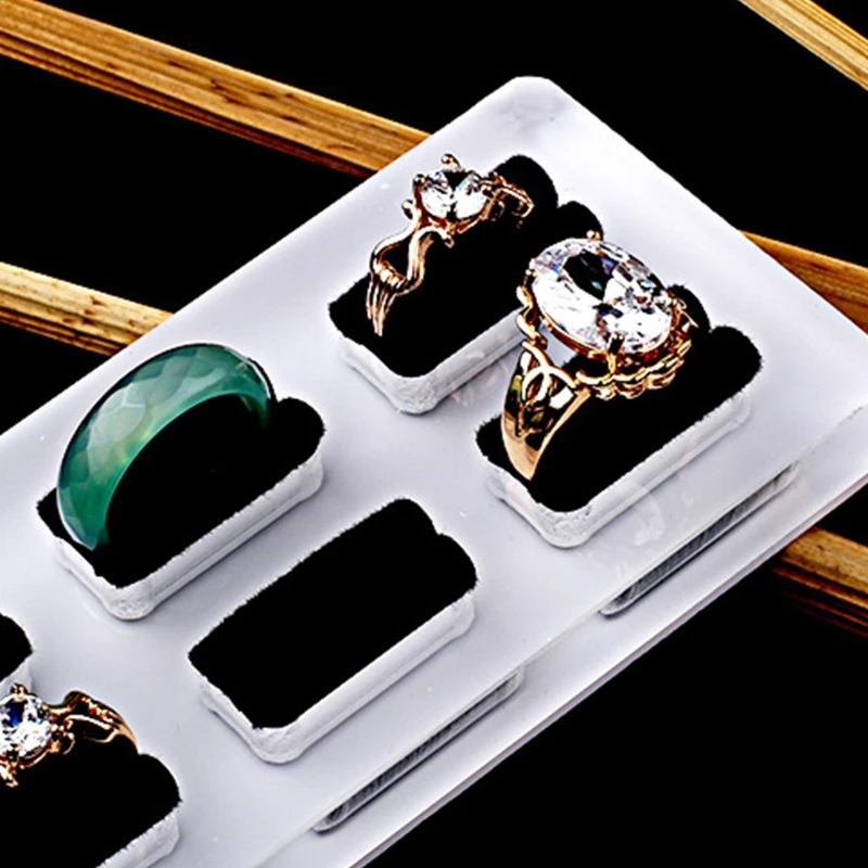 

D55D White Acrylic Square Jewelry Holder Photography Prop Cosmetics Rings Display Pad
