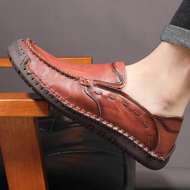Дышащая мужская прогулочная обувь из кожи второго слоя мужские уличные