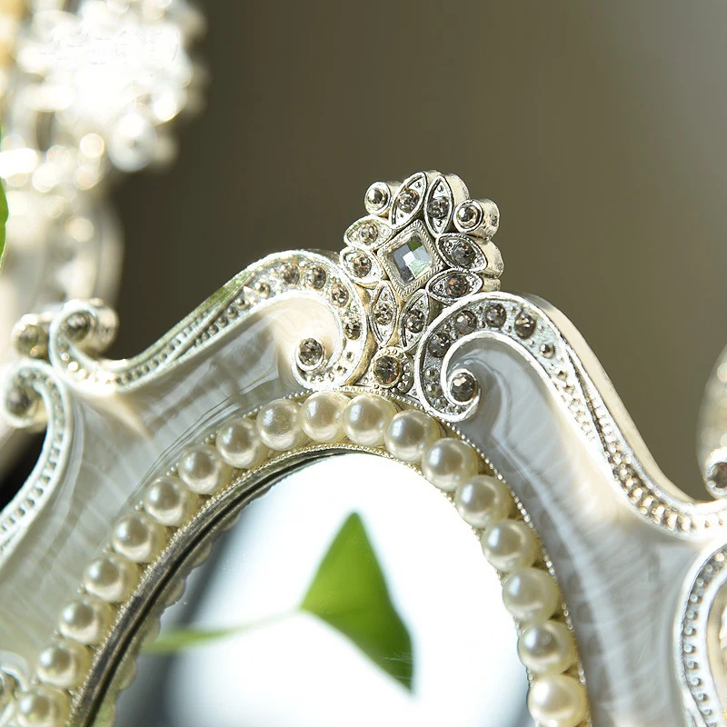 Античное Латунное синее жемчужное зеркало 4x6 дюймов овальное металлическое в